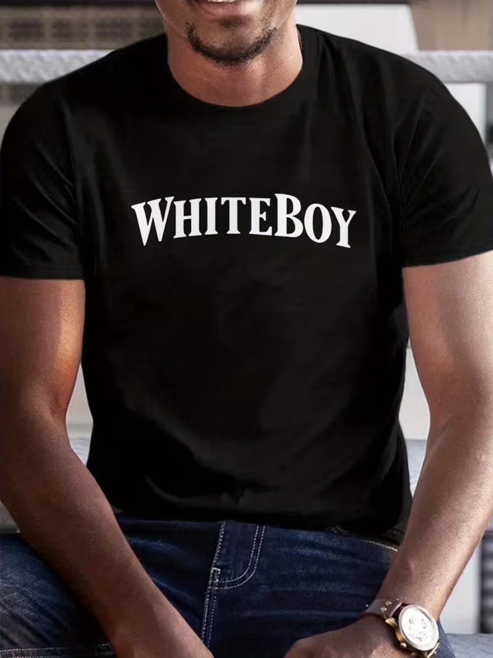 WHITEBOY Graphic Tee - Black Men's Soft Short Sleeve Shirt NEW XXL